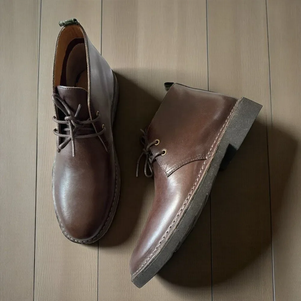 Polo Ralph Lauren Talan Chukka Brown Leather Men's sz 8.5D Lace-Up Casual Dress